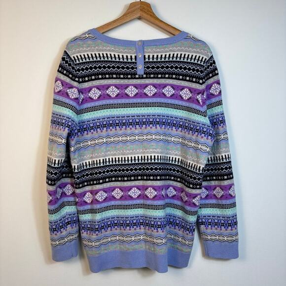 Talbots Cozy Fair Isle Crewneck Sweater size 1X Lambs Wool Preppy Warm Comfort - Picture 10 of 13